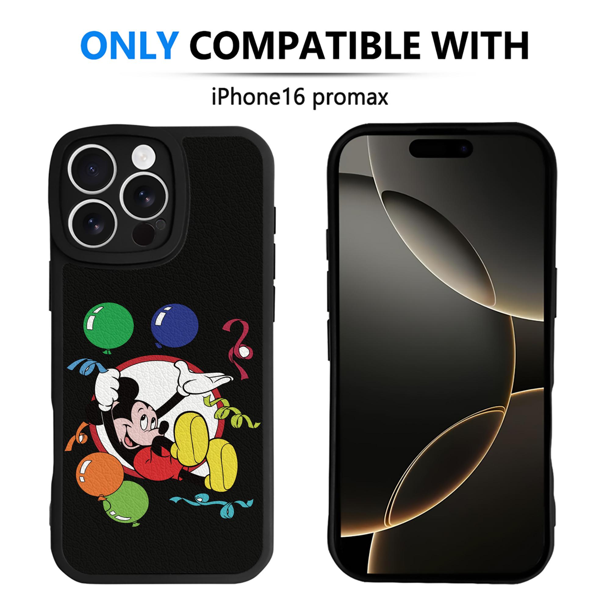 （画像用） ミッキーマウス Mickey Mouse 【iPhone 16シリーズ対応】シリコンスマホケース（レザー調） 材質：シリコン